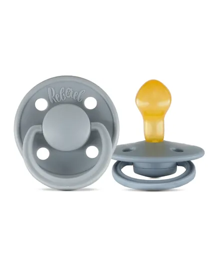 Rebael 2-Pack Mono Natural Rubber Round Pacifiers Size 2 - Pewter / Tiny Sky