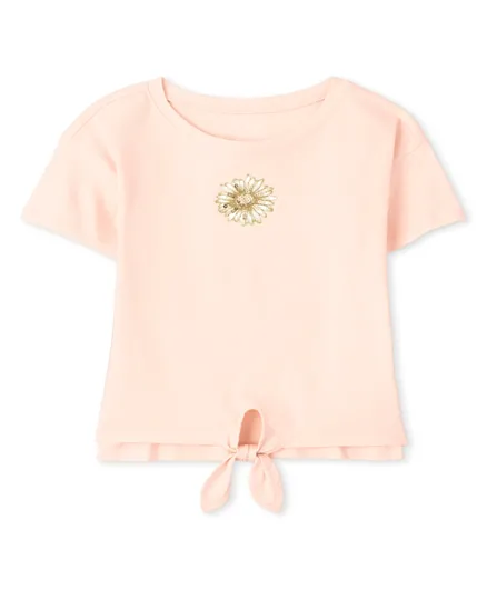 The Children's Place Tie Front Graphic Top - Peach Ice