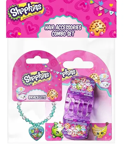 Shopkins Bracelets and Hair Claws   Combo - Blue and Lavender
