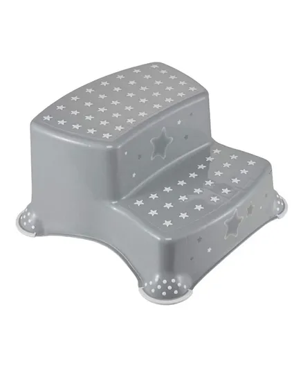Keeper Double Step Stool With Anti-Slip Function Stars Print - Grey