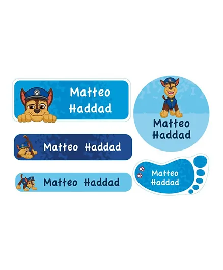 Essmak Paw Patrol Chase Personalized School Labels - Pack of 74