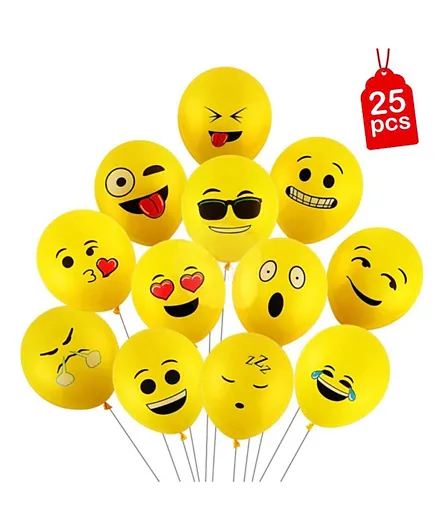 Party Propz Smiley Balloon Printed Face Expression Latex Balloon - Pack of 25
