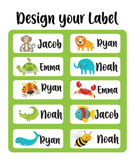 Twinkle Hands Personalized Waterproof Labels Animals - 30  Pieces