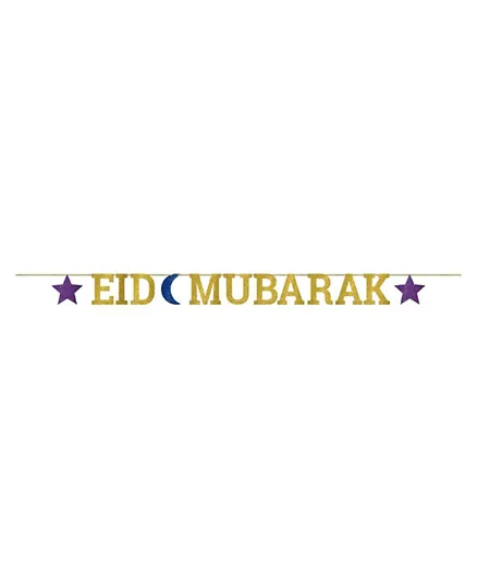 Party Centre Eid Mubarak Letter Banner - Golden