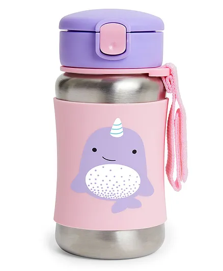 Skip Hop Narwhal Zoo Stainless Steel Straw Water Bottle - 350mL