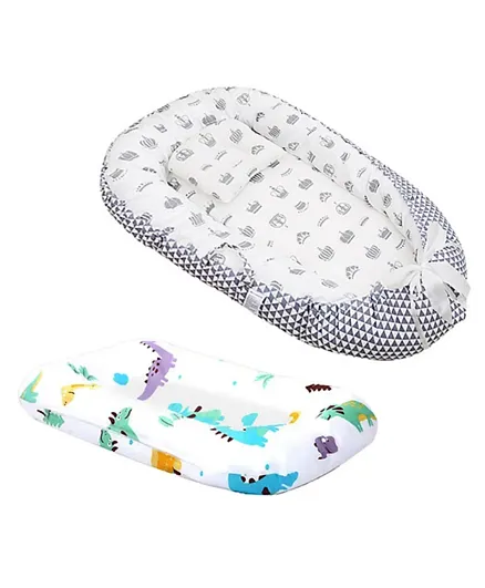 Star Babies Animal Print Baby Sleeping Pod + Changing Pad - White