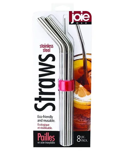 Joie Stainless Steel Straws Sliver - Pack of 8