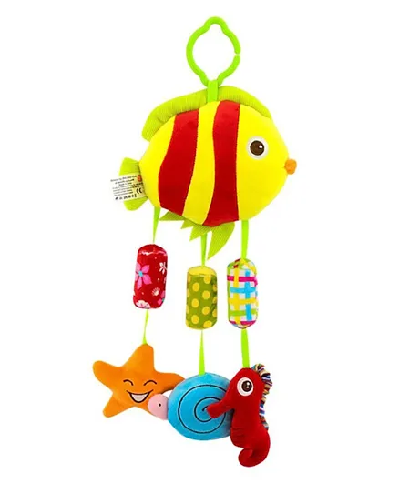Happy Monkey Hanging Plush Soft Toy Rattle Pack of 1 - Fish