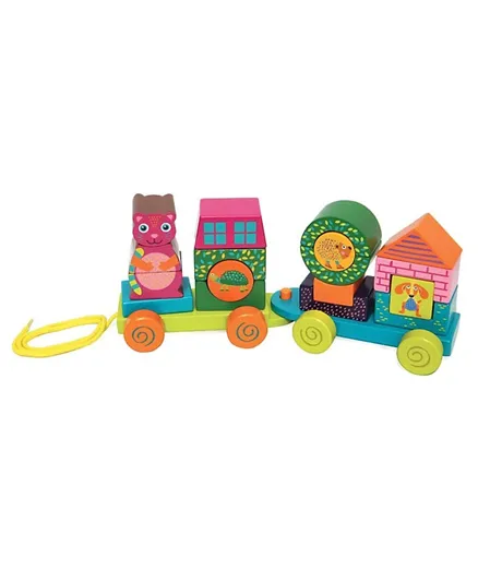 Oops Wooden Fun Forest & City Train Pull Along Toy - Multicolor