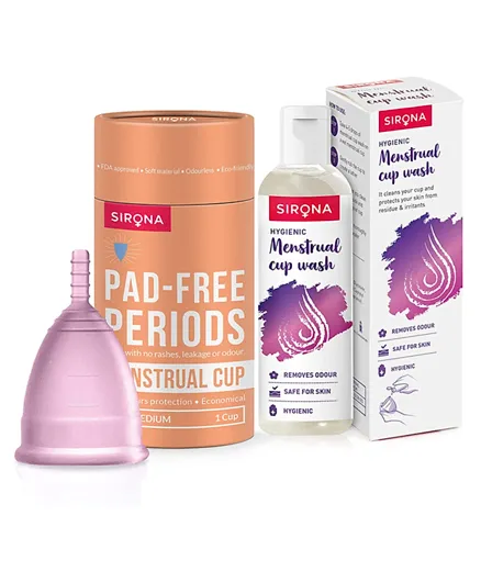SIRONA Reusable Menstrual Cup + Manstrual Cup Wash for Women - Medium