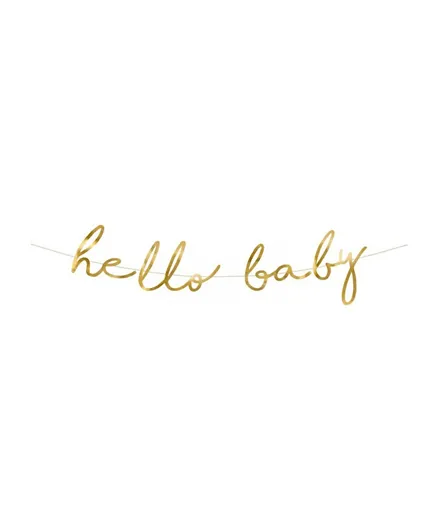 PartyDeco Little Star Hello Baby Gold Banner