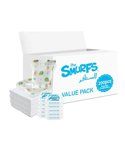 Smurfs Disposable Changing Mats with Other Essentials - Value Pack