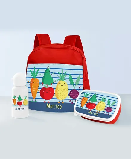 Essmak All The Vitamins Personalized Backpack Set Red - 11 Inches