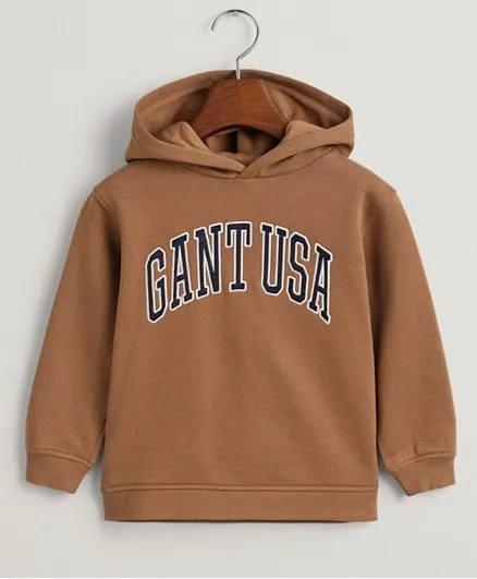 Gant Relaxed Fit GANT USA Patch Hoodie - Cocoa Brown