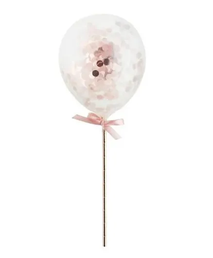 Hootyballoo Rose Gold Mini Confetti Filled Balloons Wands - Pack of 5