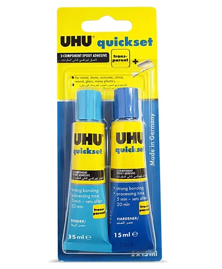 UHU Quick Set Glue Blister (An. 40608) Pack of 2 - 15ml