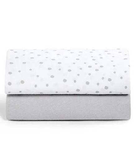 Snuz SnuzPod Cotton Crib Fitted Sheets Grey Spots - Pack of 2