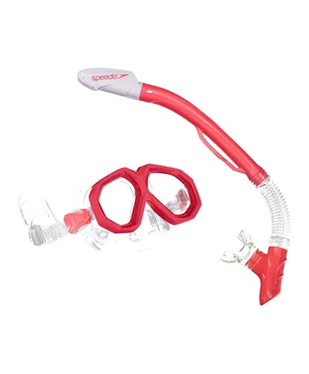 Speedo Leisure Dual Lenses & Snorkel Combo - Clear/Red