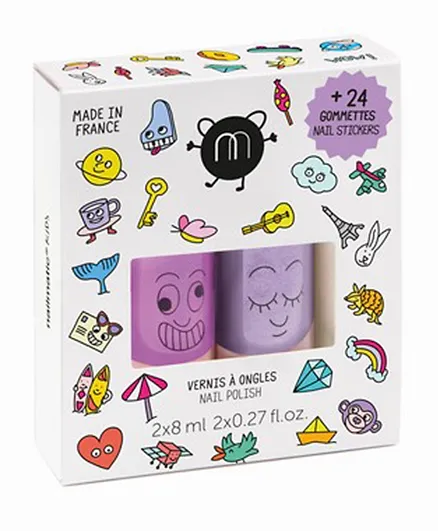 Nailmatic Kids Marshi & Piglou Nail Polishes With Nail Sticker Set