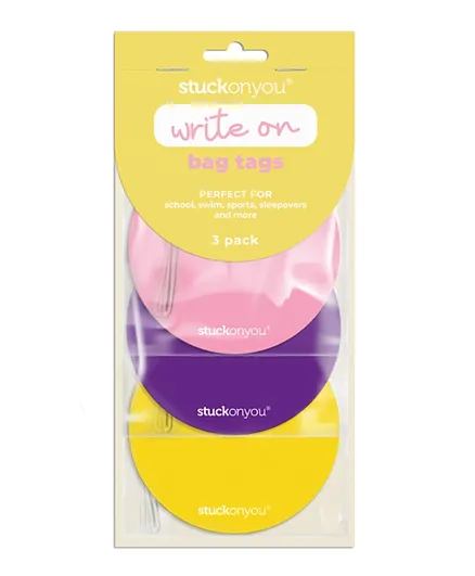 Stuck On You Bright Write On Bag Tags - 3 Pieces