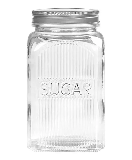 تالا - برطمان سكر زجاجي مضلع بغطاء معدني لولبي- 1.25 لتر