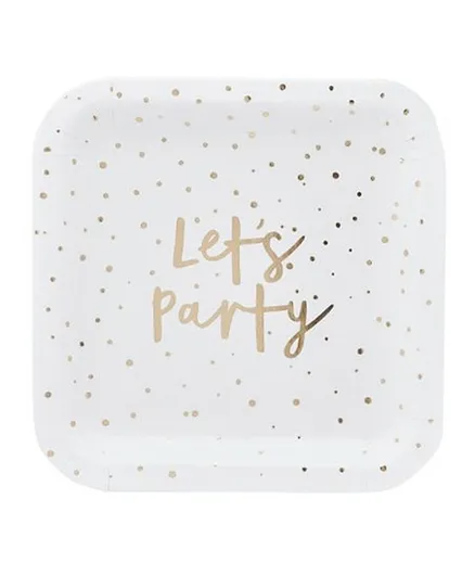 Hootyballoo Lets Party Paper Plates Pack of 8 - Gold