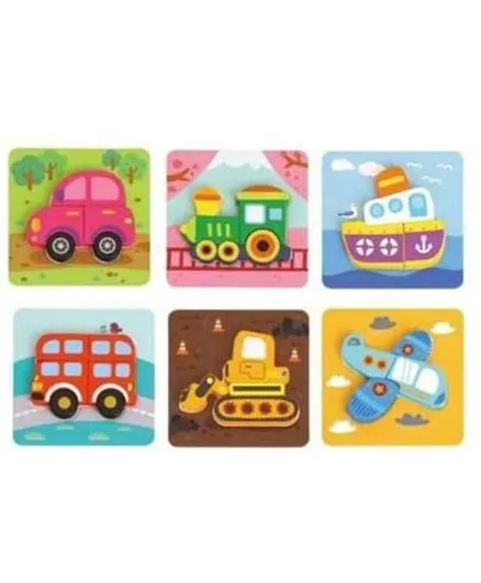 TOOKY TOY Wooden 6 In Mini 1 Transportation Puzzle - 33 Pieces
