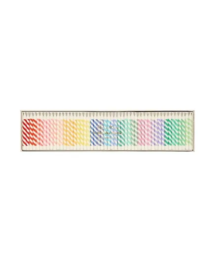 Meri Meri Rainbow Striped Mini Candles - 50 Pieces