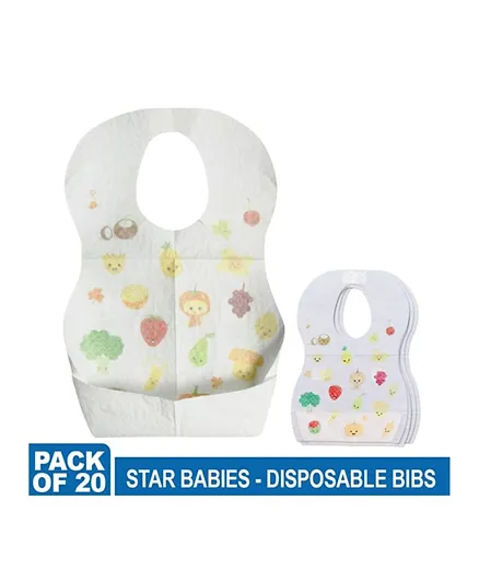 Star Babies Disposable Bibs Fruits White - Pack of 20