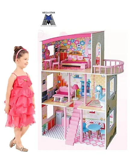 Megastar Contemporary Style Wooden Dollhouse  - Pink