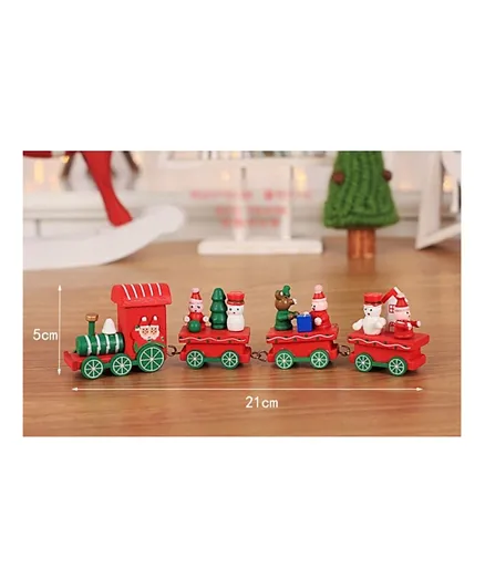 مجموعة قطار الأطفال الخشبي الخاص من فاكتوري برايس كيفنز لعيد الميلاد مكونة من 4 قطع - أحمر