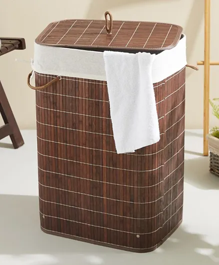 HomeBox Knock Down Rectangular Bamboo Laundry Basket