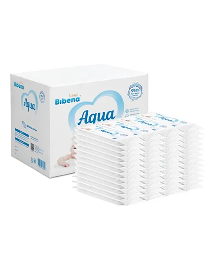 Bibena Aqua Water Wipes Pack of 48 - 25 Pieces Each