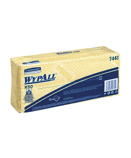 Wypall X50 Cleaning Cloth Folded Yellow - 50 Sheets