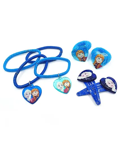 Disney Frozen Hair Clip +Hair Elastics Pack of 8 - Blue