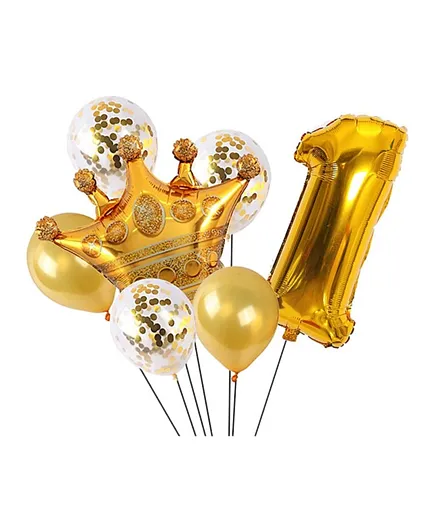PARTY PROPZ 1st Birthday Decoration Latex and Foil Balloons Combo - Gold