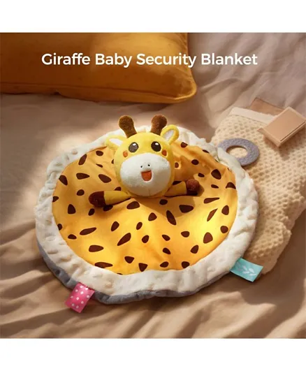 TUMAMA TOYS Newborn Security Blanket with Teether - Yellow Giraffe