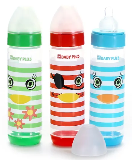 Baby Plus  Bottle With Nipple Multicolour - 240 ml (Colour May Vary)
