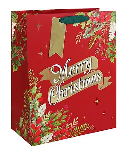 Eurowrap Traditional Christmas Theamed Large Gift Bag With Embossed Foil Finish - 32697-2C