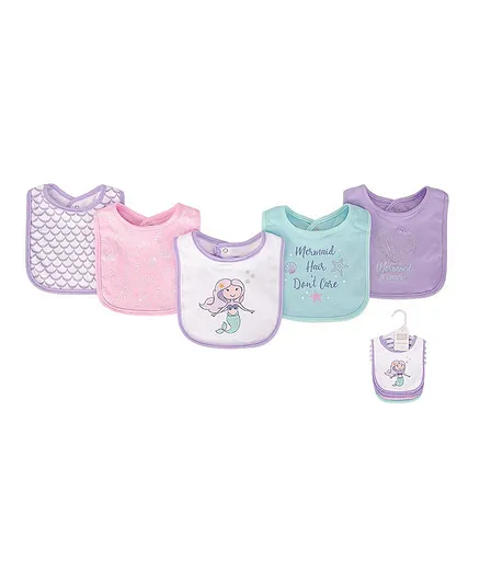 Hudson Baby Interlock Terry Bib Mermaid - Pack of 5