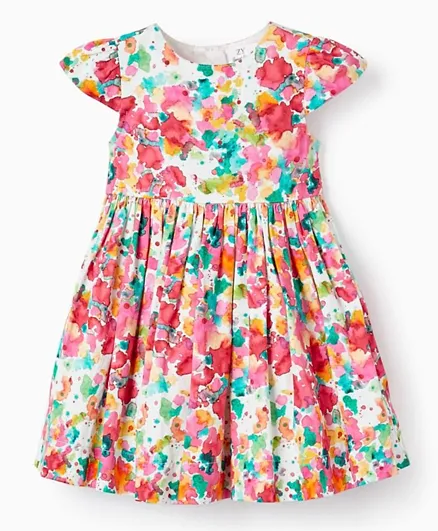 Zippy Floral with All Over Watercolor Printed Dress - Multicolor