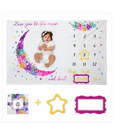 Essen Baby Girl Monthly Milestone Blanket - 3 Pieces