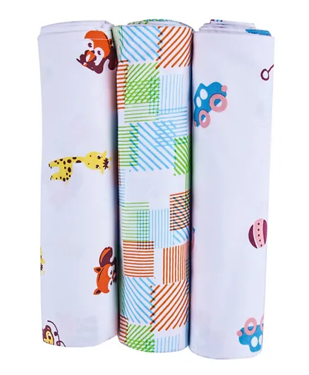 بطانية قماط من نسيج موسلين قطني للأطفال من وندر وي مكونة من 3 قطع - متعددة الألوان