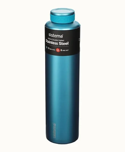 Sistema Chic 600mL Insulated Stainless Steel Water Bottle, Teal – Double-Walled, Leakproof, BPA-Free
