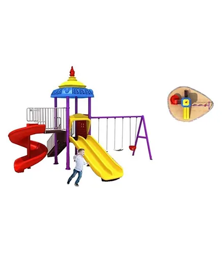 Myts Mega Playcentre adventure kids Swings and Curvy slide - Multiolour