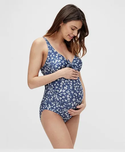 Mamalicious Floral Maternity Swimsuit - Blue