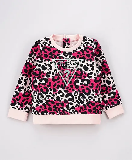 Guess Kids Cheetah Print Sweatshirt - Pink