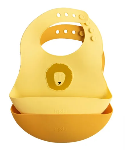 Trixie Mr. Lion Silicone Bib Yellow - Pack Of 2