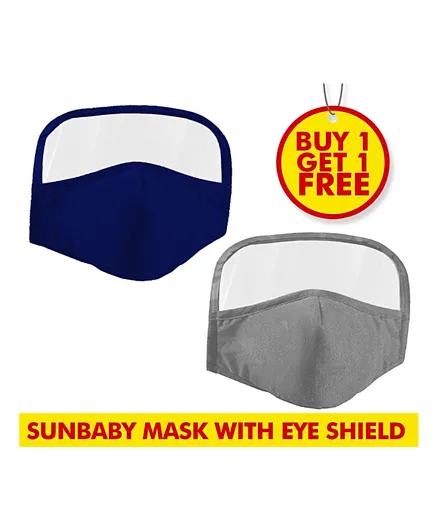 Sunbaby Mask with Shield Buy 1 Get 1 Navy Blue with Grey - Pack of 2