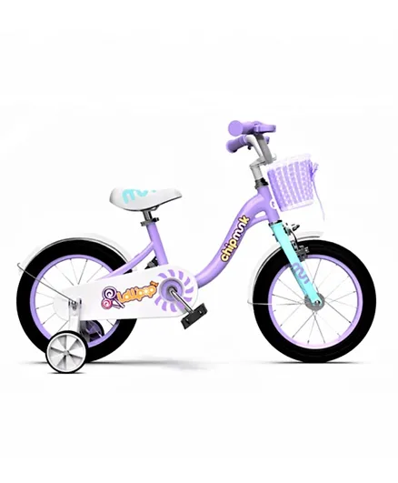 Chipmunk MM Kids Bicycle with Training Wheels Purple - 14 Inches